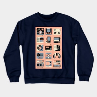 80s music gadgets collage Crewneck Sweatshirt